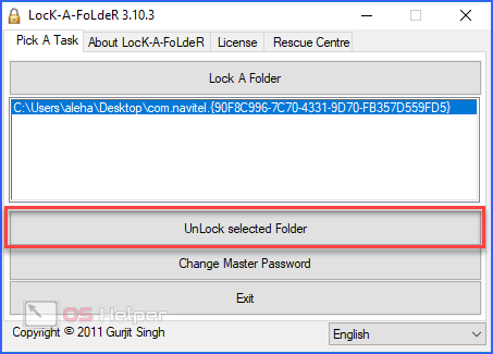 UnLock selected Folder