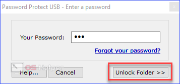 Ввод пароля для открытия папки